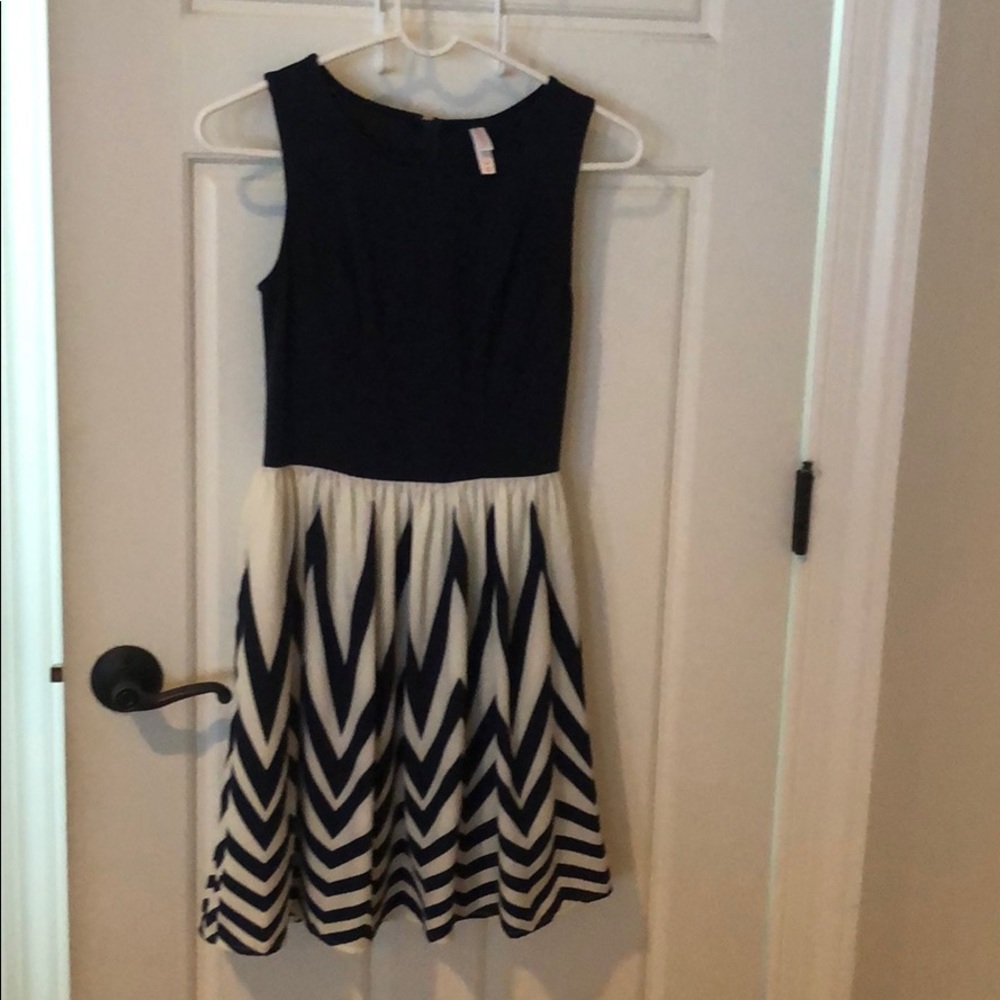 White and Navy chevron dress